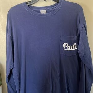 blue long sleeve Pink shirt